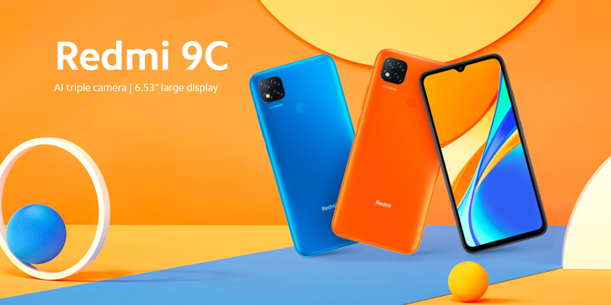  Xiaomi Redmi 9C - Smartphone 6.53 , 3 GB + 64 GB, Dual Sim,  Android 10.0, Arancione (Sunrise Orange) : Cell Phones & Accessories