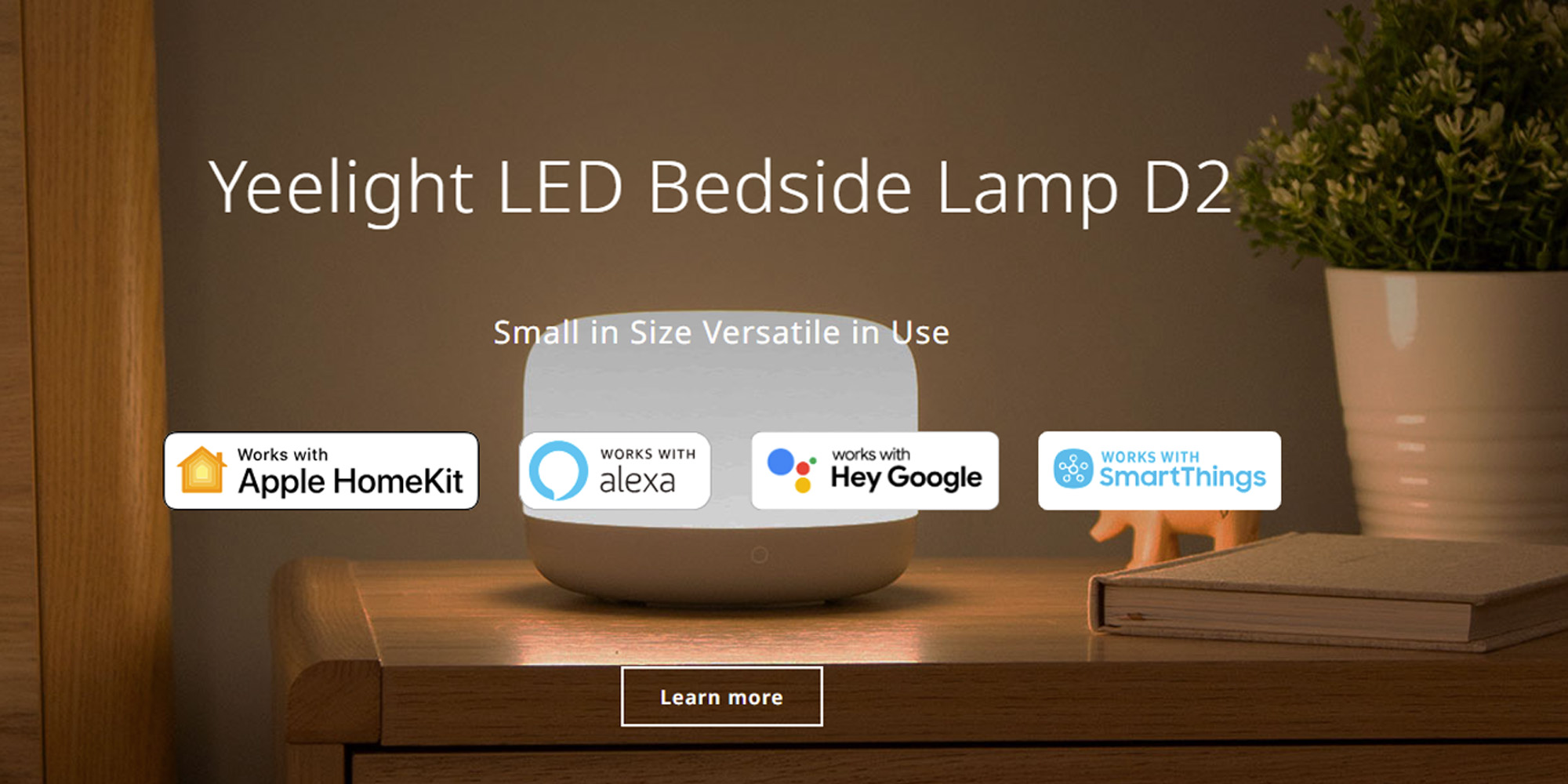 YEELIGHT Bedside Lamp D2: Smart LED Bedside Lamp with Adjustable Color Temperature, Brightness, and Color, White