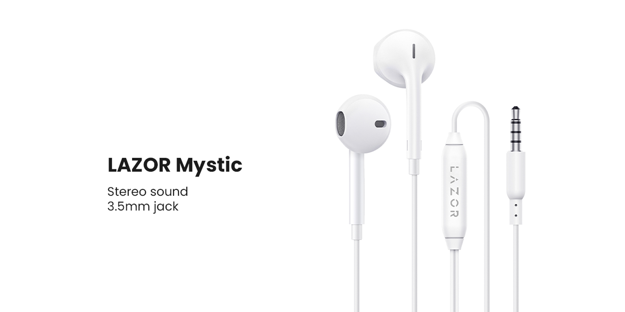 Lazor Mystic Wired In-Ear Earphone Piston Basic With Stereo Sound Driver Audio Ea159 White