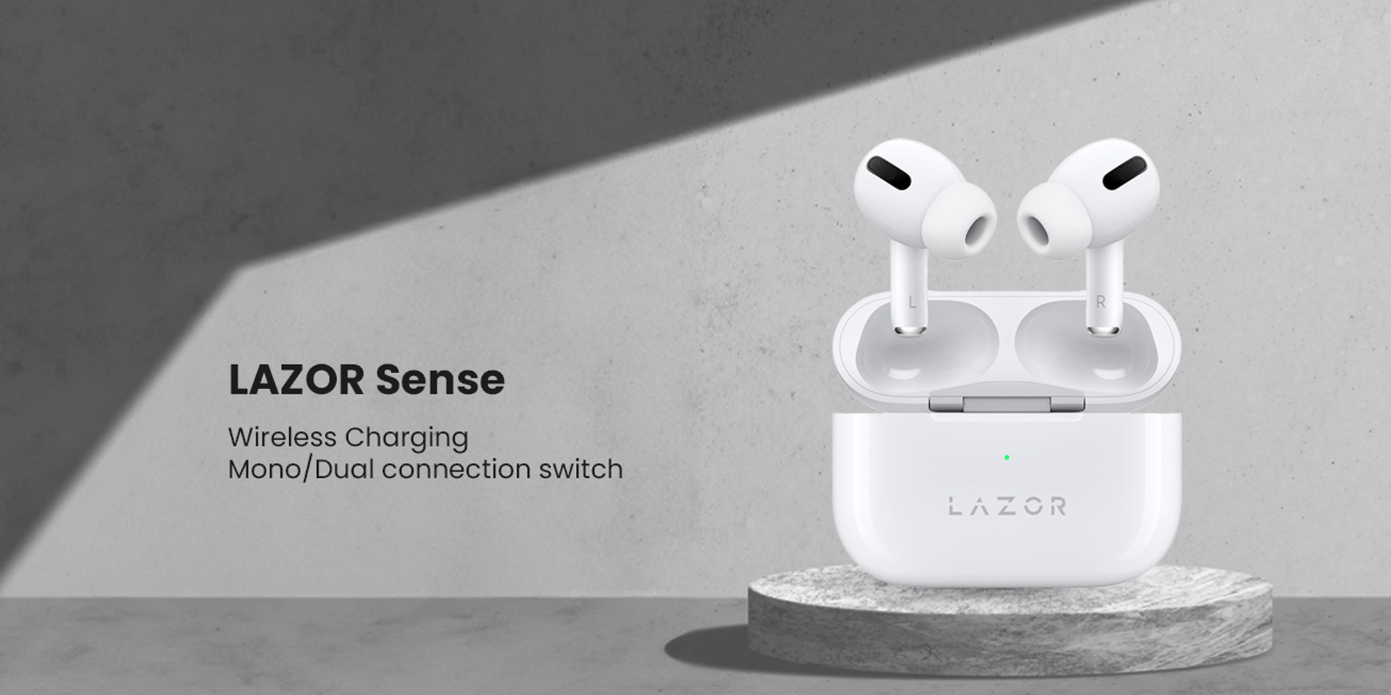 Lazor Sense EA79 TWS In-Ear Earphones: Mono/Dual Connection Switch, Touch Control, BT V5.0, Bass Boost+, Wireless &amp; Lightning Charging - White
