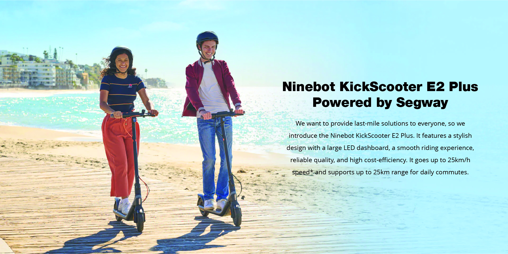 Segway Ninebot KickScooter E2 Plus: 25 km/h Max Speed, 25 km Range, Large-sized Dashboard, 21.6V 216Wh Battery
